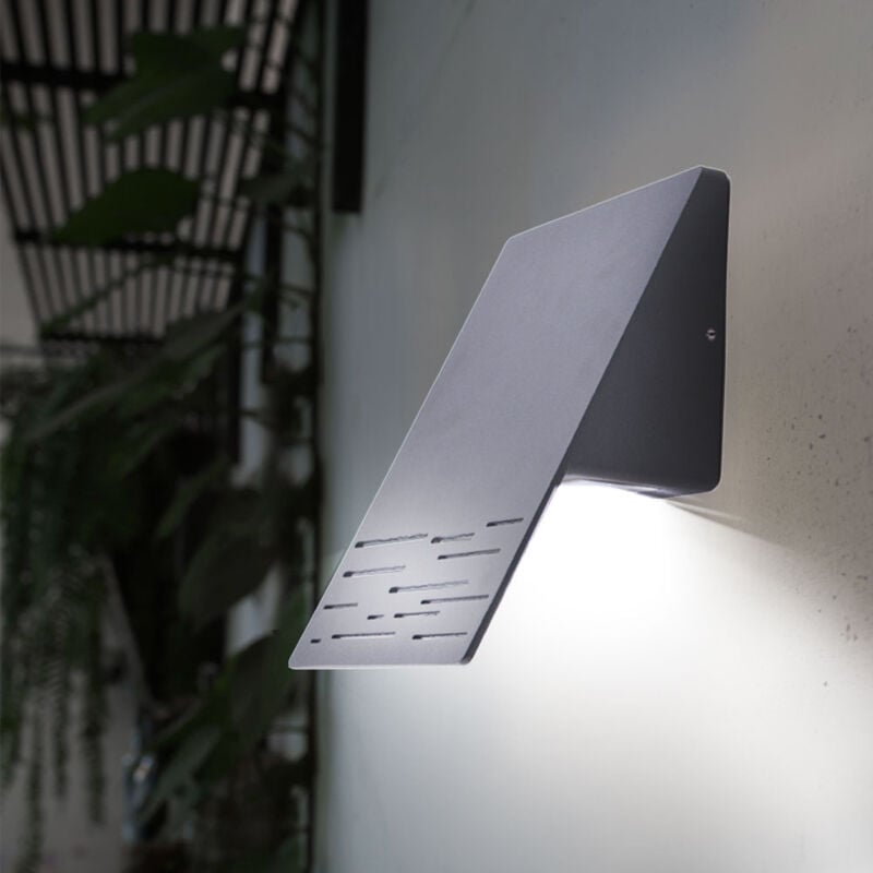 Applique murale d'extérieur, lampe de façade, éclairage de porte d'entrée, lampe de jardin led en aluminium, gris foncé, LxH 15 x 20 cm