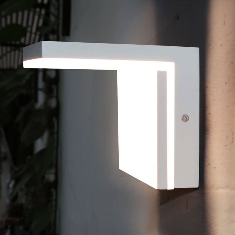 Applique extérieure Lampe de façade led Applique murale Lampe de porte d'entrée blanche h 14,5 cm