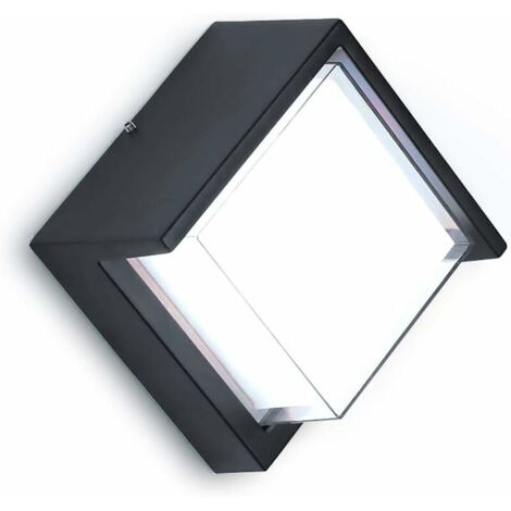 Applique murale d'extérieur LED 12 W Forme carrée Boîtier en aluminium Étanche IP65 Pour l'intérieur et l'extérieur Lumière blanche chaude (3000 K) [Classe énergétique A+]