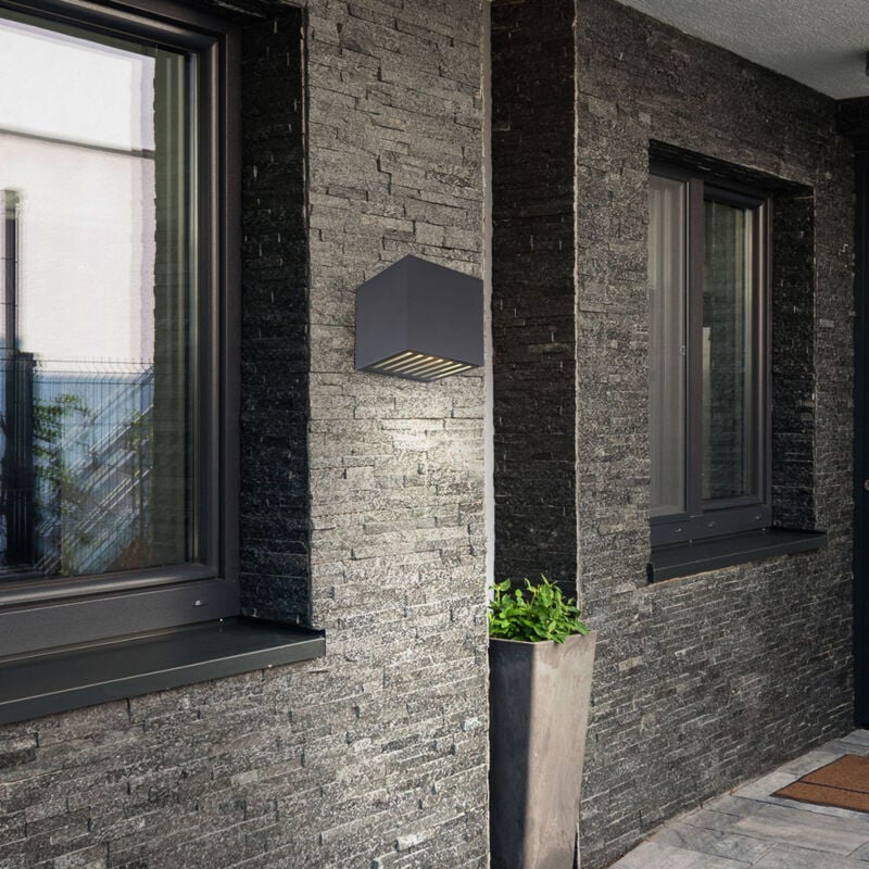 Applique murale d'extérieur led aluminium verre IP54 anthracite spot spot