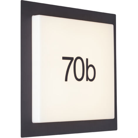 Applique murale d'extérieur LED brillante Sten Lampe d'extérieur LED, numéros de maison, 30x30 cm, 1600 lm, 3000 K, blanc/noir