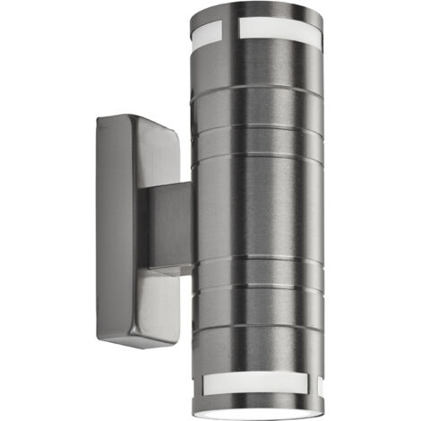 Applique murale d’extérieur METRO - Acier inoxydable, métal et verre givré 2L GU10 maxi 35w