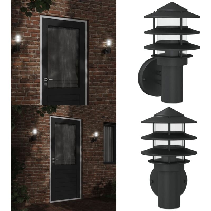 Applique murale d'extérieur noir acier inoxydable - Applique Murale Exterieure - Éclairage Extérieur - Luminaire Extérieur - Lampadaire Extérieur
