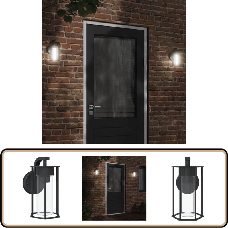 Applique murale d'extérieur noir acier inoxydable - Applique Murale Exterieure - Éclairage Extérieur - Luminaire Mural - Lampadaire Extérieur