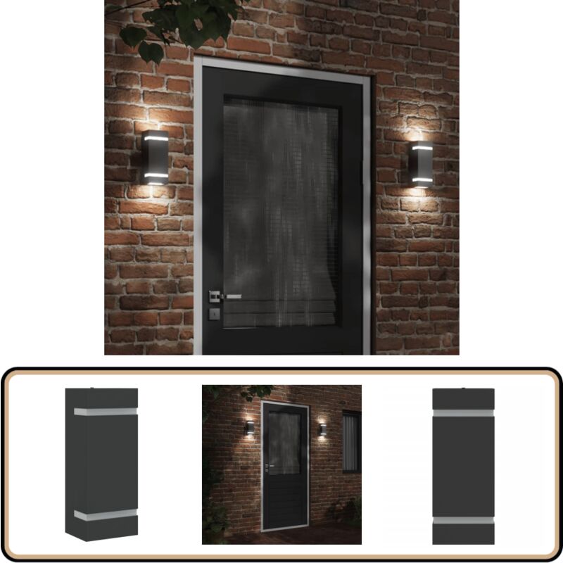 Applique murale d'extérieur noir acier inoxydable - Applique Murale Exterieure - Éclairage Extérieur - Luminaire Mural - Lampadaire Extérieur
