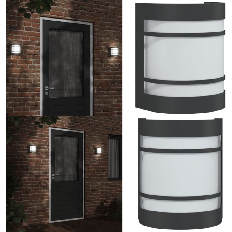 Applique murale d'extérieur noir acier inoxydable - Applique Murale Exterieure - Éclairage Extérieur - Luminaire Mural - Lampadaire Extérieur