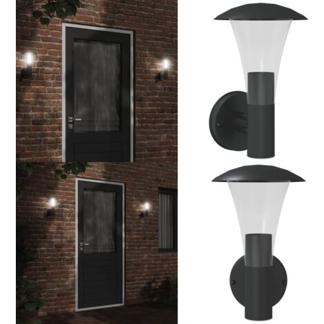 Applique murale d'extérieur noir acier inoxydable - Applique Murale Exterieure - Éclairage Extérieur - Luminaire Mural - Lampadaire Extérieur - Lumière Extérieure - Home & Living