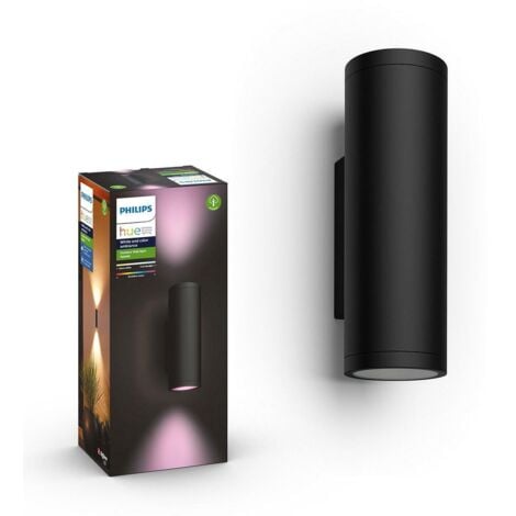 Philips Hue White & Color ambiance APPEAR, Applique extérieure ronde noire, fonctionne avec Alexa, Google Assistant et Apple Homekit