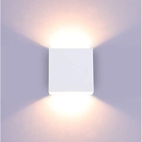 Applique murale d'intérieur à intensité variable 12 W, lampe murale LED moderne blanc, mini éclairage mural vertical en métal pour salon, chambre à coucher, couloir, blanc chaud 10x10x10cm