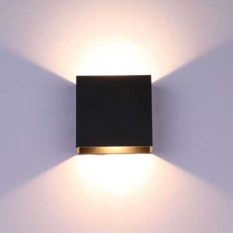 Applique murale d'intérieur à intensité variable 20 W, lampe murale LED moderne noire, mini éclairage mural vertical en métal pour salon, chambre à coucher, couloir, blanc chaud 12x12x12cm