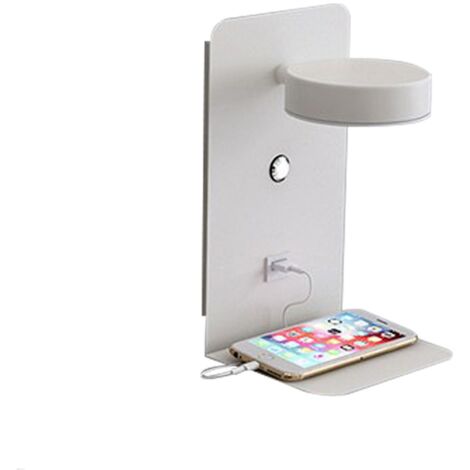 Applique murale d'intérieur à LED avec port de charge USB, commande tactile à intensité variable, applique murale blanche 12 W