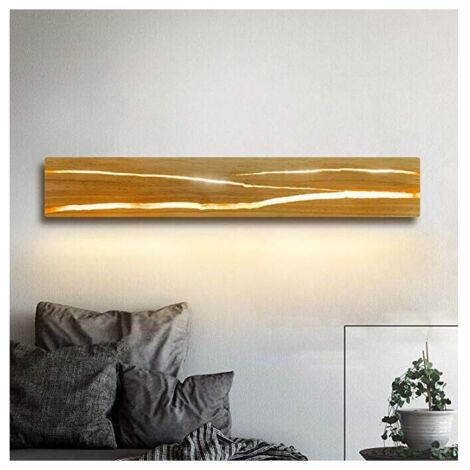 Applique murale d'intérieur, applique murale en bois pour chambre à coucher - Veilleuse rotative LED blanc chaud 3000K 7W avec interrupteur, convient pour l'éclairage intérieur des couloirs, bars, esc