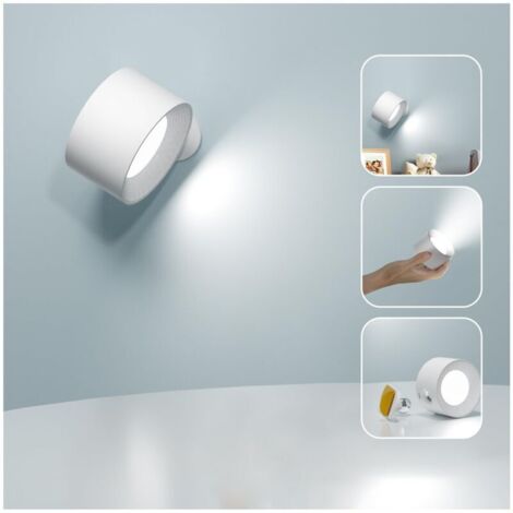 Applique murale d'intérieur, applique murale LED tactile avec port de chargement USB, commande tactile, 3 niveaux de luminosité, 3 températures, lampe de chevet rotative à 360° pour chambre à coucher