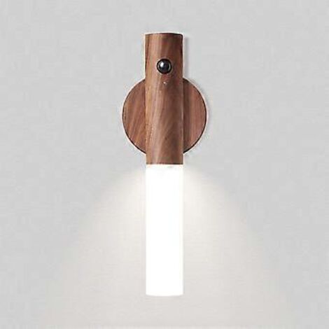 Applique murale d'intérieur avec capteur, lampe multifonction en bois, lampe de chevet design amovible avec support magnétique, veilleuse LED rechargeable portable (W