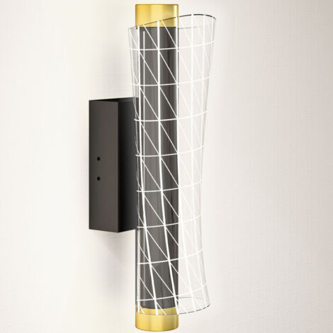 Applique murale d'intérieur avec éclairage LED, design en grille, lampe de chevet à intensité variable, métal, noir