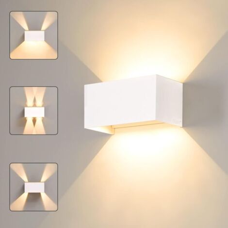 Applique Murale d'Intérieur Extérieur 24W - Blanc Chaud 3000K, IP65 Étanche - Angle de Faisceau Haut Bas Réglable, Design Moderne,  Blanc