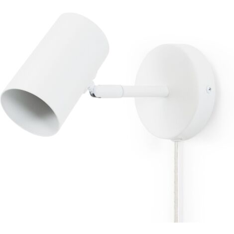 Applique murale d'intérieur orientable "Ben" avec câble et prise - Blanc