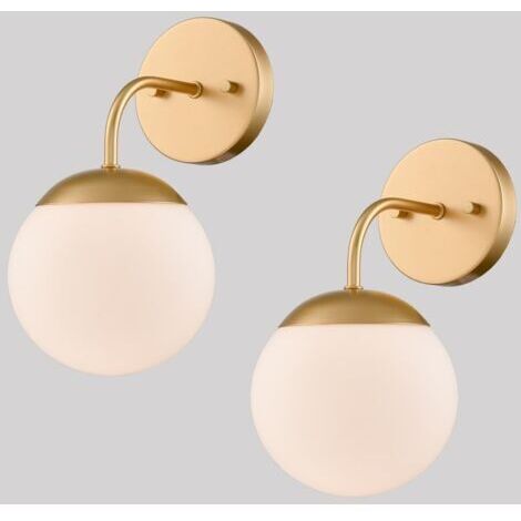 Applique murale dorée, style scandinave moderne, idéale pour la chambre, la salle de bain ou comme lampe de coiffeuse, lot de 2.