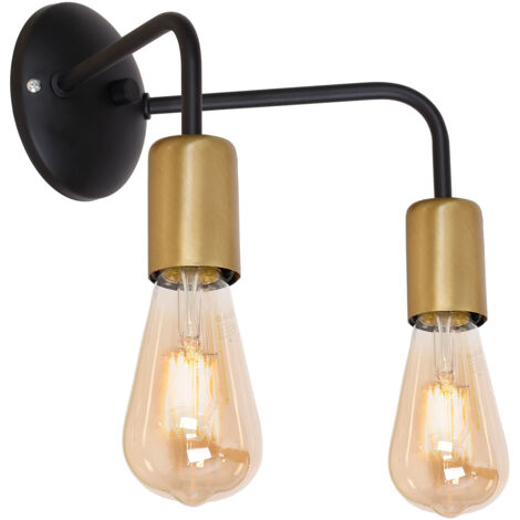 Applique murale double indus noir/or Brenda E27 Luminex