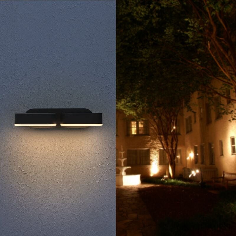 Silamp - Applique Murale Double Noire led 12W IP54 Orientable Ovale - Bla
