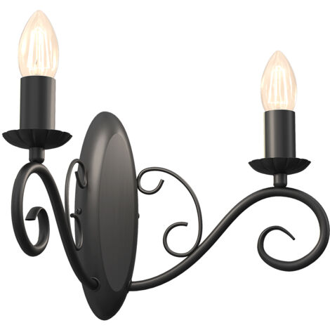 Applique murale double noire mate Mauro 2xE14 Luminex