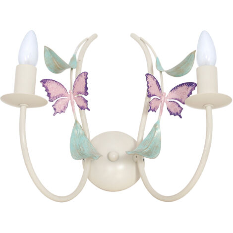 Applique murale double Summer crème papillons E14 15W