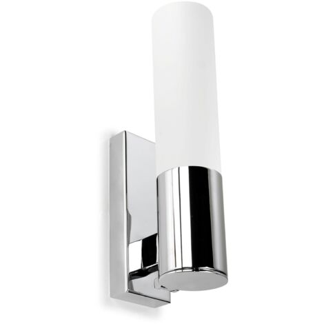 Applique murale salle de bain IP44 – E14 9W – Acier et aluminium – Finition chrome – Verre opale – Dimensions 220x58x110mm – Leds-C4