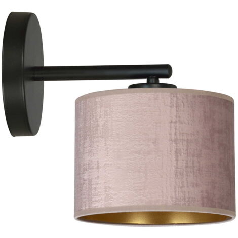 Applique murale Emibig Hilde E27 tissu rose/noir laiton