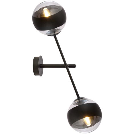 Applique murale Emibig LINEAR noire 2xE14 verre clair