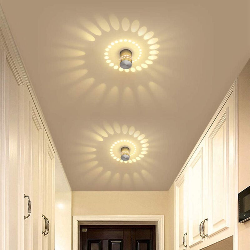 Applique Murale en Aluminium 3W Blanche Chaude Lampe Murale Eclairage pour Hôtel Couloir 2 Pack