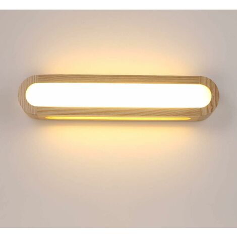 Applique Murale en Bois 45 cm LED Appliques Luminaire Intérieur Bois Lampe de Mur lumière chaude Lampe pour Chambre Salon Bureau Couloir