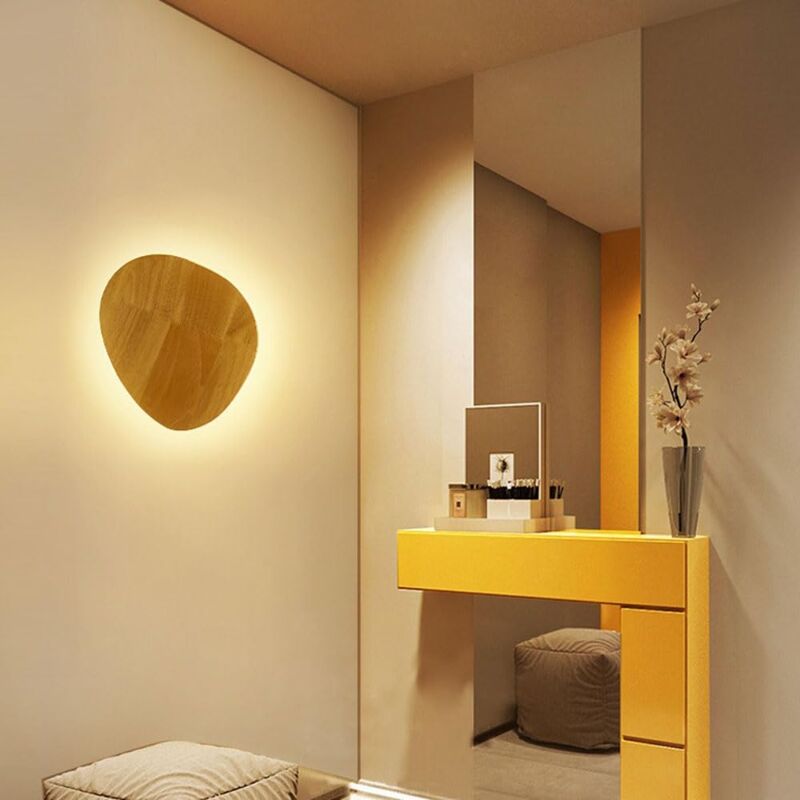 Kcvv - Applique Murale en Bois Applique Murale Ovale led Applique Murale Nordique Géométrique, Appliques Murales de Chevet Blanc Chaud 3000K Moderne