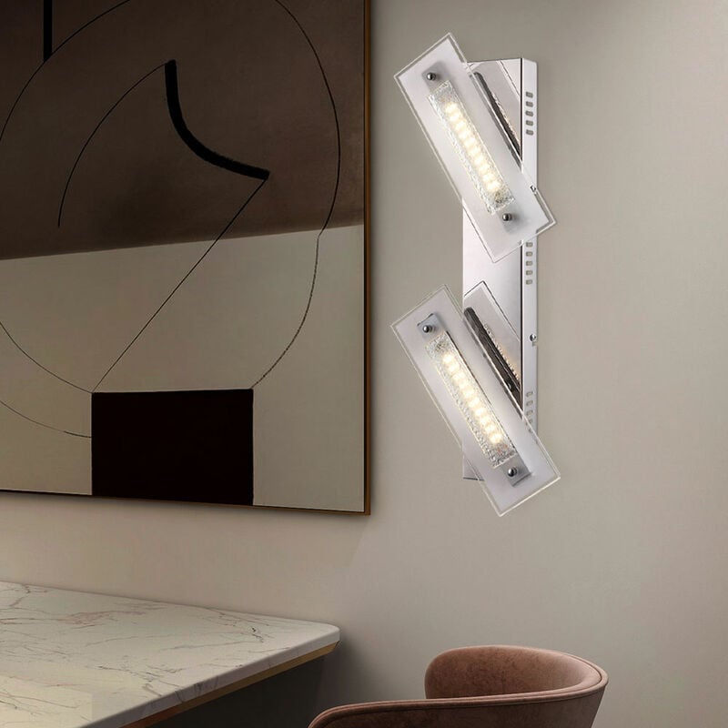 Applique murale en cristal Applique led à 2 lampes en verre satiné, 1x led 3000K, LxLxP 49x8x11,5 cm