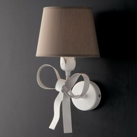 Applique murale en fer blanc Shabby une lumière abat-jour gris tourterelle 19x h31 cm