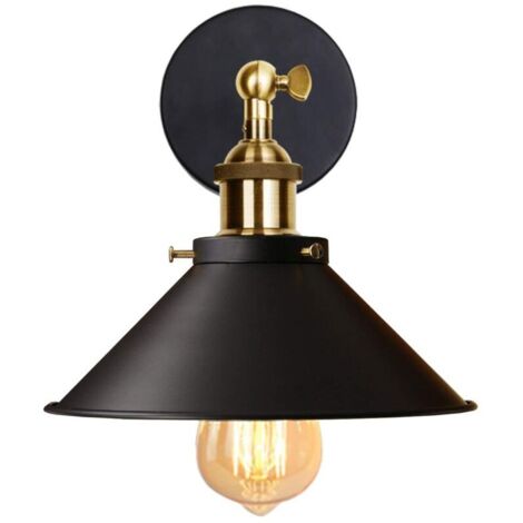 Applique Murale En Fer Et Métal Applique Murale Rétro Lampe Murale Vintage Pour Chambre Bar Café Noir 22CM