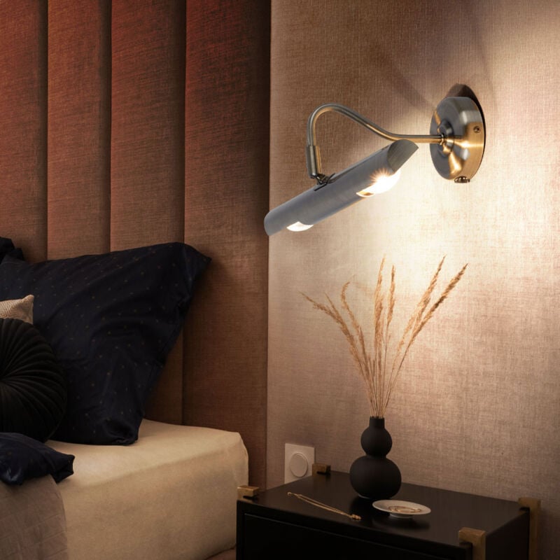 Applique murale en laiton applique mobile à l'intérieur de la chambre à coucher applique murale photo à régler, métal laiton, 2x E14, LxP 36x21cm