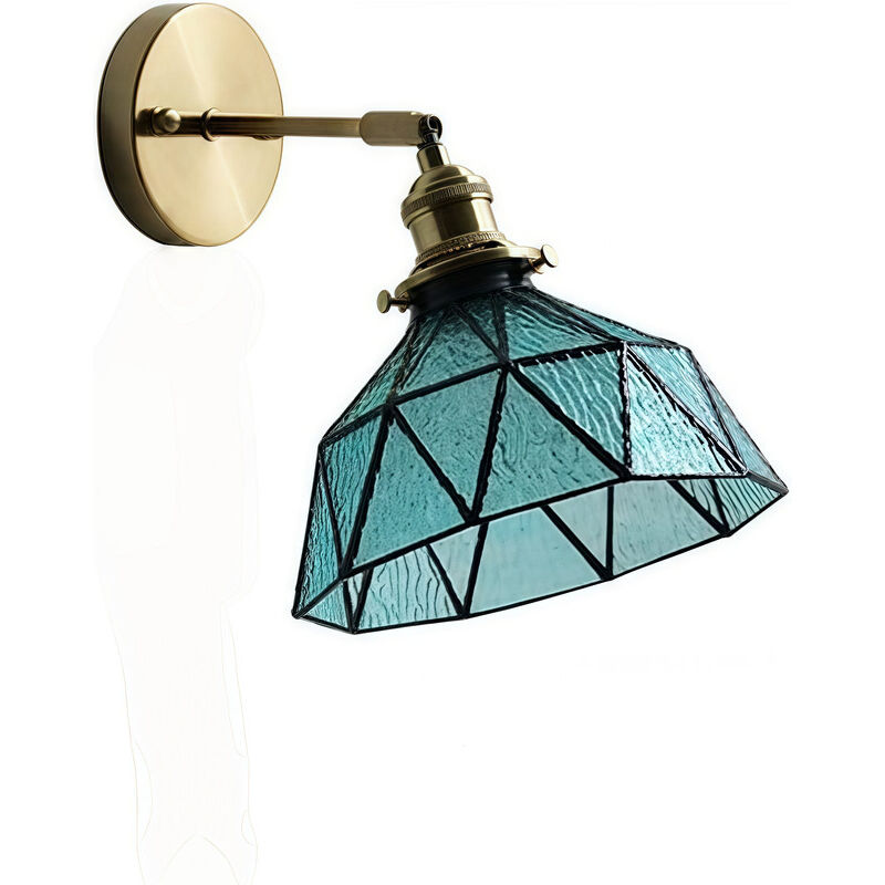 Applique murale en laiton style cristal bleu chambre lampe de chevet salle de bain vestiaire fond miroir mural lampe murale en verre créative lumière