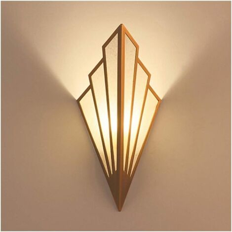 AUTRES Applique Murale en LED en Forme D'éventail ，Abat-Jour en Fer Forgé D'époque, Applique Murale Art Deco for Salon justement Parfait, Applique Art Deco G9 (Gold)