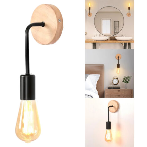 Applique murale en métal, applique murale intérieure industrielle, ampoule non incluse, luminaire mural vintage E27 pour la décoration intérieure, noir