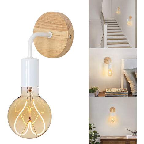 Applique murale en métal, Appliques Murale Interieur Industrielle, ampoule non incluse, E27 Vintage Luminaire Interieur pour Chambre, Salon, Couloir, Blanc