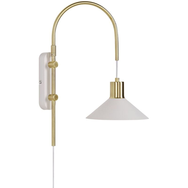 Applique Murale en Métal Blanc à Abat-Jour Conique Tige Courbe Style Moderne Sissa