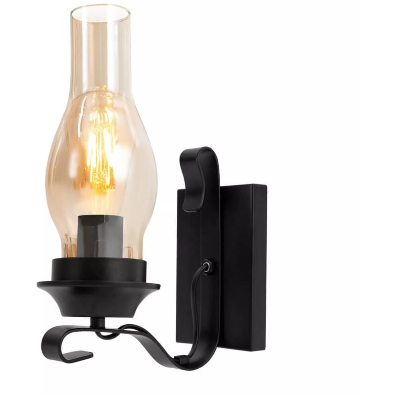 Applique Murale en Métal Industriel Vintage avec Abat-jour en Verre Fissuré Luminaire de Foyer Rétro Luminaire Mural Rustique