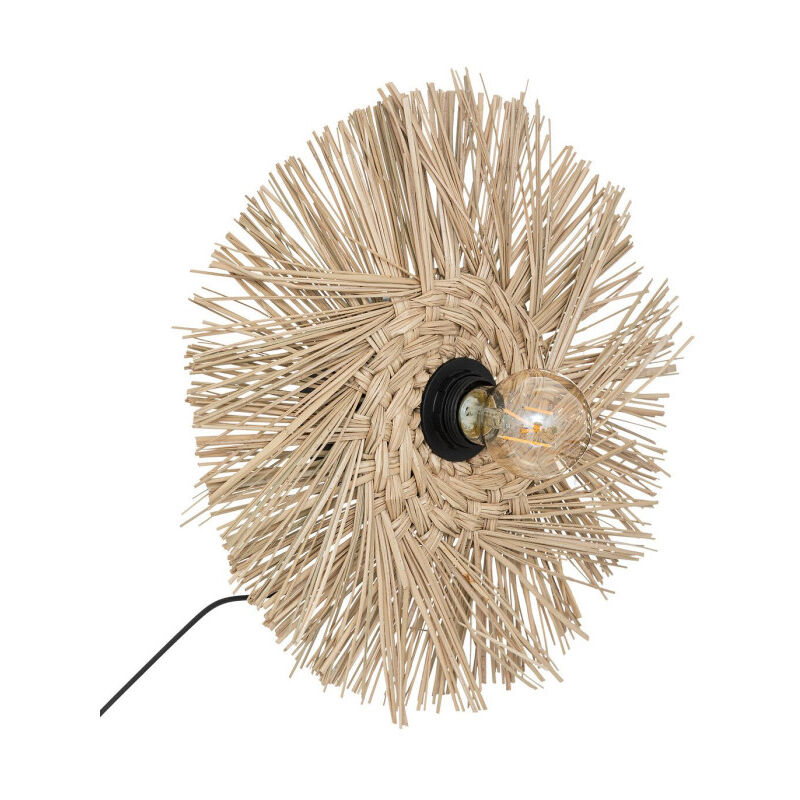 Atmosphera – Applique murale en roseau 34cm beige – Design rond effet paille – Acier inoxydable et PVC – Interrupteur inclus