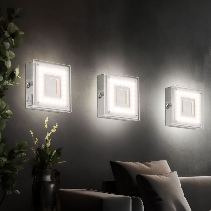 Applique murale en saillie spot intérieur en saillie led plat carré cuisine led sous meuble, avec interrupteur, 1x 5 watts 360 lumen blanc chaud, LxH