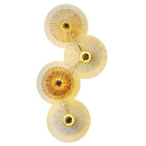 Applique Murale en Verre De Luxe Applique Murale en Cuivre, Applique Murale Moderne À LED Appliques Câblées en Feuille De Lotus