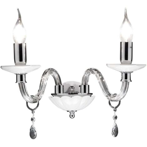 Applique murale en verre et cristal 2 lumières Livia - Blanc