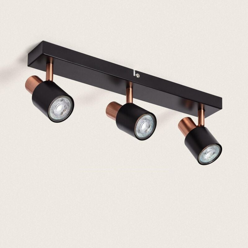 Ledkia - Applique Murale et de Plafond Orientable Métal 3 Spots Albus Black Rose Large Noir