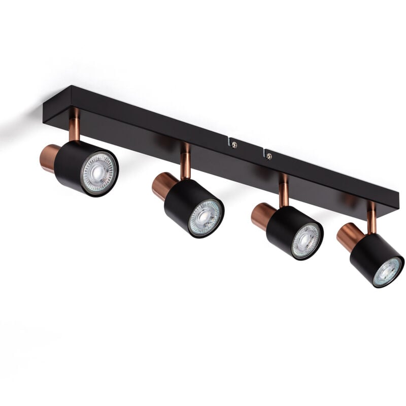 Applique Murale et de Plafond Orientable Métal 4 Spots Albus Black Rose Large Noir