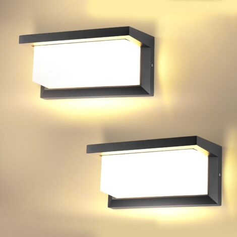 Applique Murale Exterieur, 3000K, 18W, IP65, Luminaire Exterieur,éclairage mural d'extérieur,Lampe Extérieur pour décoration de Jardin, Terrasse, Porche, Patio, Garage,2 Pièces