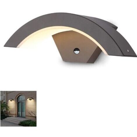 Applique Murale Extérieur Avec détecteur de movement 12W LED SMD 3000K Blanc Chaud Applique lumière murale étanche IP65 aluminium/Luminaire de porche terrasse jardin 29.5cm [Classe énergétique A+]-